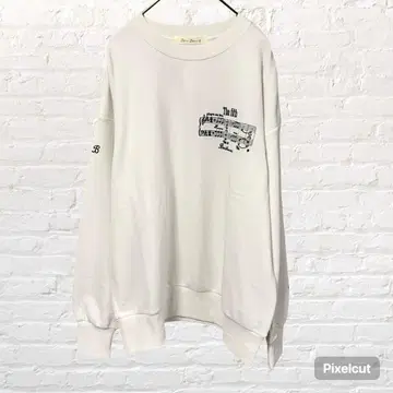 12266 Bleu Bleuet 악보 자수 맨투맨 트레이닝복 화이트