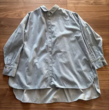 [ natural by clip ] 제품 염색 셔츠 코듀로이 튜닉 블루