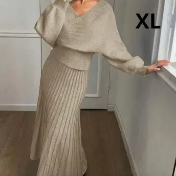 [ 미사용 새상품 ] DAZY 애프리콧 니트 스커트 셋업 XL 니트