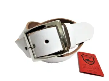 도치기 가죽 벨트 (화이트) 니켈 도금 버클 40mm 폭 통가죽