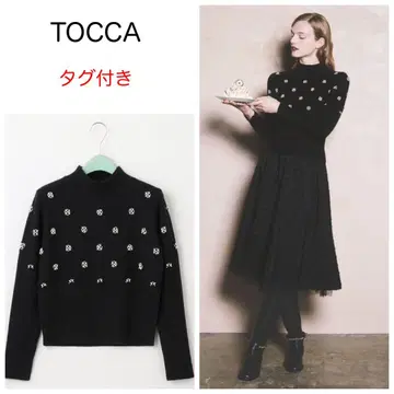 새상품 23AW TOCCA 펄 니트 풀오버 블랙 XS