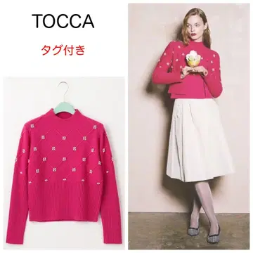 새상품 23AW TOCCA 펄 니트 풀오버 핑크 XS