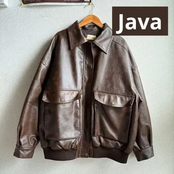 [ 거의 미사용 ] java 인조 가죽 빈티지 오버 블루종