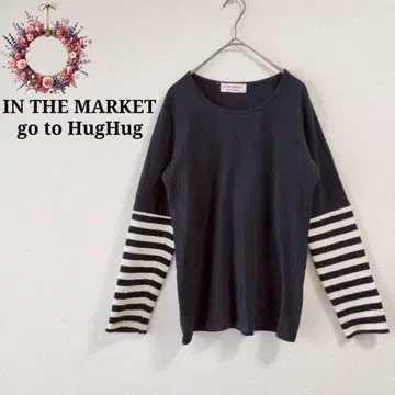 인 더 마켓 허그허그 보더 티셔츠 내추럴 코튼