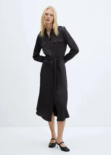 망고 블랙 셔츠 원피스