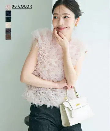 베스트 포멀 튤 베스트 핑크 베이지