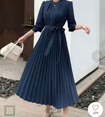 JUNOAH 허리 마크 퍼프 슬리브 허리 마크 플리츠 원피스