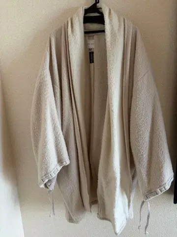 SOU SOU 플리스 롱 자켓 크림색