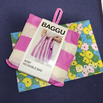 BABY BAGGU 에코백 핑크 스트라이프 미사용 새상품