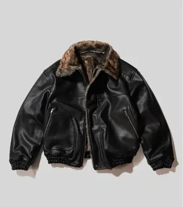 캄퍼 우드 인조 가죽 퍼 2way 리버서블 플라이트 자켓