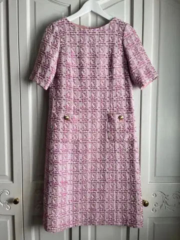 DAMA 핑크 계열 트위드 반팔 원피스