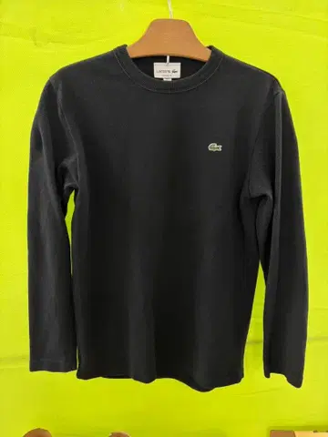 LACOSTE 블랙 긴팔 클래식 핏 롱 슬리브 티셔츠