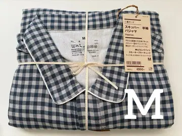 무인양품 이중 거즈 스키퍼 반팔 파자마 스모키 블루 M