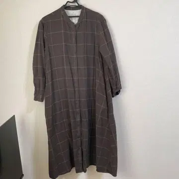 무인양품 양면 기모 플란넬 스탠드 카라 긴팔 원피스 XL