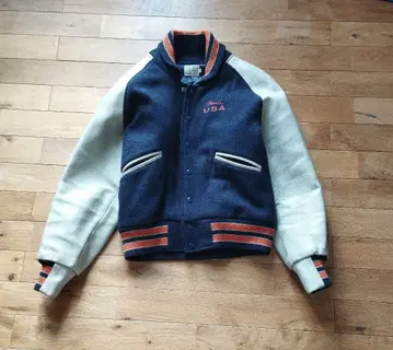 BH7 파슬 래글런 바시티 자켓 소매 소가죽 남성용 S