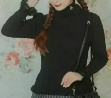 아오키 미사코 시마무라 니나스 소매 레이스 리브 니트 풀오버 리본