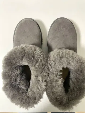 우동 부츠 L 23.5~24cm 그레이 스웨이드 퍼 포함