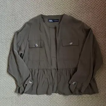 ZARA 노카라 자켓 M 올리브 그린
