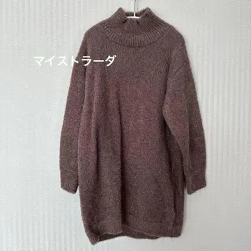 마이 스트라다 Mystrada 라메 니트 미니 원피스 모카 핑크