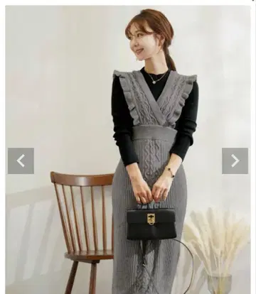 르레브바니레 니트 원피스 크로스 레이어드 케이블 짜임