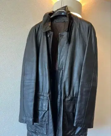 예거 가죽 롱 자켓 허리밴딩 천연 가죽