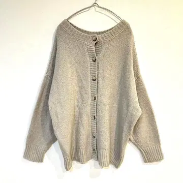 [ 클래식 엘프 ] 니트 가디건 드롭 숄더 풀 버튼 무지 L