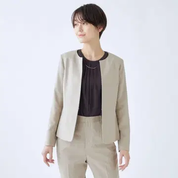 베이지 노카라 자켓