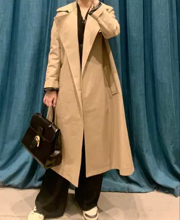 ap studio 코튼 트렌치코트 롱 코트 카멜 베이지