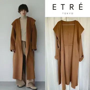 ETRE TOKYO SANTE 울 캐시미어 후디 리버 코트
