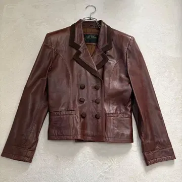 가죽 자켓 브라운 더블 브레스트 호주 빈티지 천연 가죽