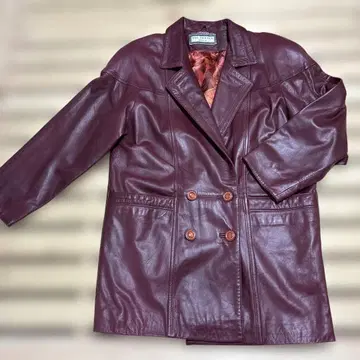 VIA NUOVA 버건디 가죽 자켓