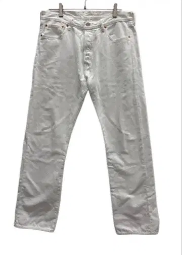 화이트 스트레이트 데님 버튼 플라이