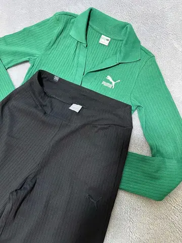 PUMA 리브 소재 셋업 그린 블랙
