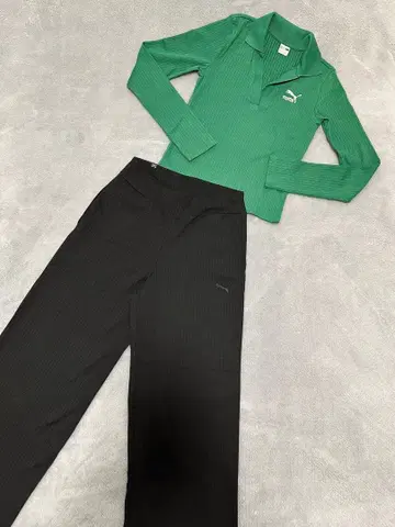 PUMA 리브 소재 셋업 그린 블랙