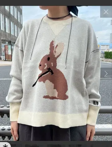 DOD 토끼 자수 니트 L 사이즈 미착용 아노토키노 페그 니트