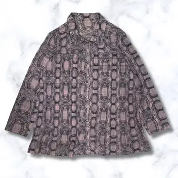 핑크와 블랙의 기하학 패턴 긴팔 셔츠 개성파 여성용 가을 봄