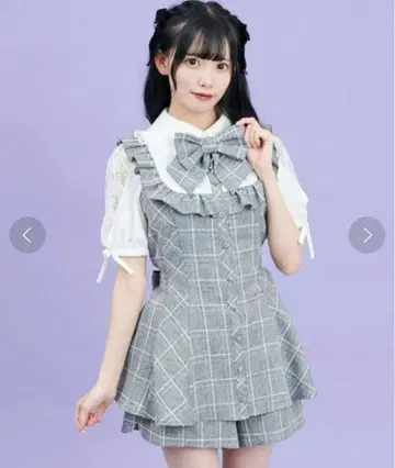 시크릿허니 체크 무늬 소매 슬릿 셋업