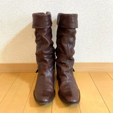 브라운 롱 부츠 접이식 디자인 24cm