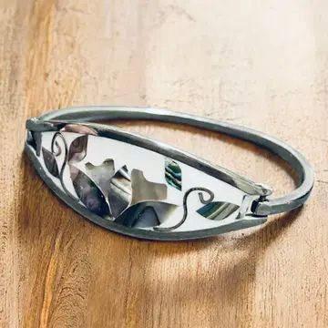 빈티지 멕시코 뱅글 ALPACA MEXICO 쉘 수련