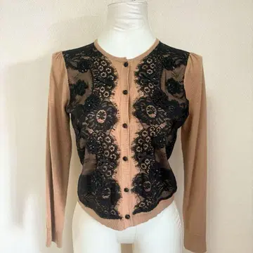 슈퍼 뷰티 니트 가디건 [ S 상당 ] 브라운 카키 x 블랙 울 혼방