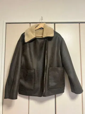 ZARA 더블 페이스 자켓 다크 브라운 무스탕 코트 M