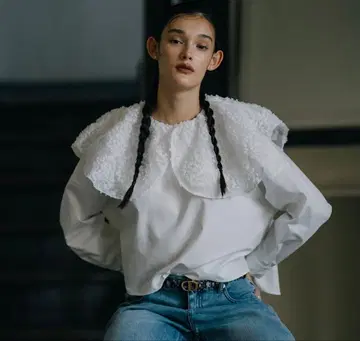 LINKABLE 린카블 푸들 블라우스 화이트 새상품