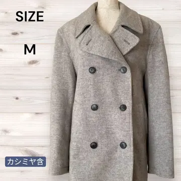 더블 브레스트 울 코트 그레이 남성용 M 사이즈 캐시미어 포함