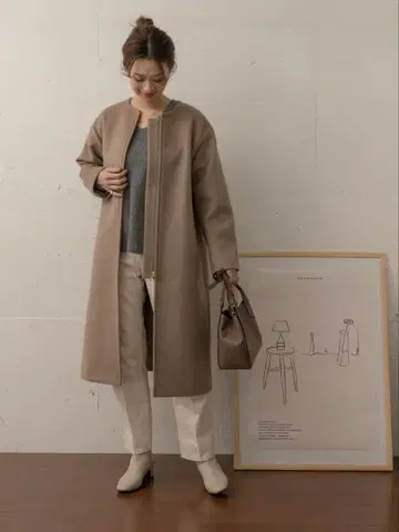 [ URBAN RESEARCH DOORS ] 노카라 울 코트 베이지