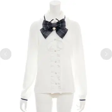 체크 리본 포함 더블 프릴 블라우스 시크릿허니 secrethoney