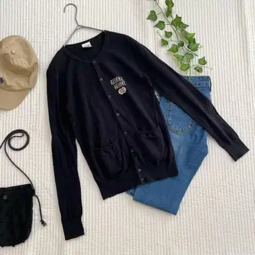[ 새상품급 품절 임박 ] 로데오 크라운 빅 로고 긴팔 가디건 블랙