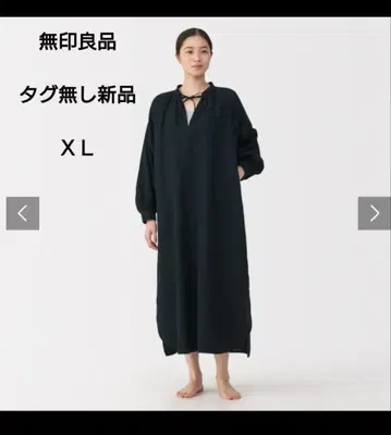 무인양품 후와리 시보 거즈 롱 원피스 XL 블랙