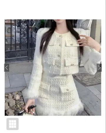 페더 트위드 자켓 x 인빵 안감 부착 스커트 셋업[pm634]