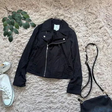 6432 로페피크닉 라이더 자켓 [ 38 ] 블랙/얇은 소재/숏 기장