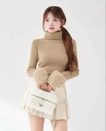 darich 다리치 스무스 퍼 리브 니트탑 베이지